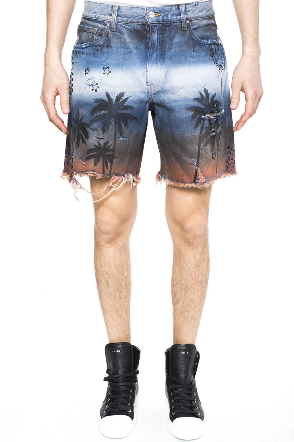 Amiri Denim shorts with palm trees | Men's Clothing | Vitkac